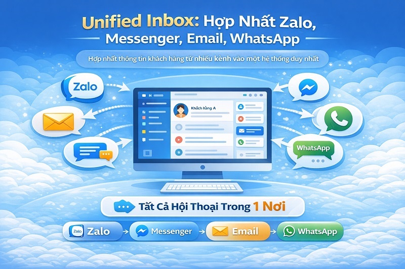 Unified Inbox: hợp nhất Zalo, Messenger, Email, WhatsApp