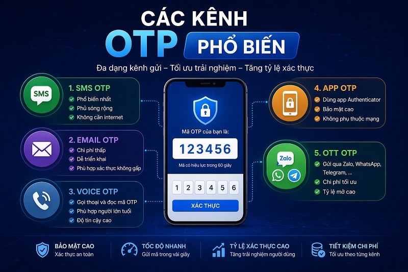 Các kênh OTP phổ biến
